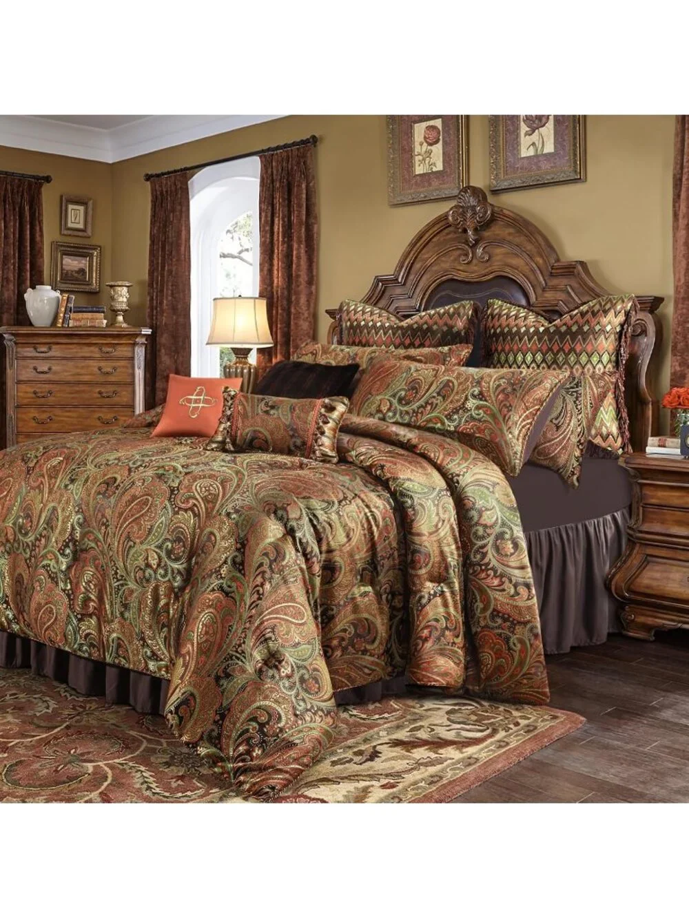9-Piece Jacquard Comforter Set Luxury King Size Comforter Sets with Euro Sham